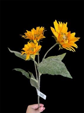 27” Yellow Sunflower Stem with Glitter Golden Middle Accent Faux Flowers